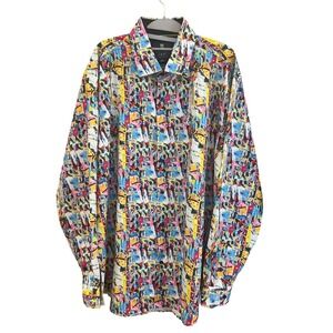 Tom Baine Slim Fit Performance Shirt 3XL Abstract Paint Splatter Multi-Color